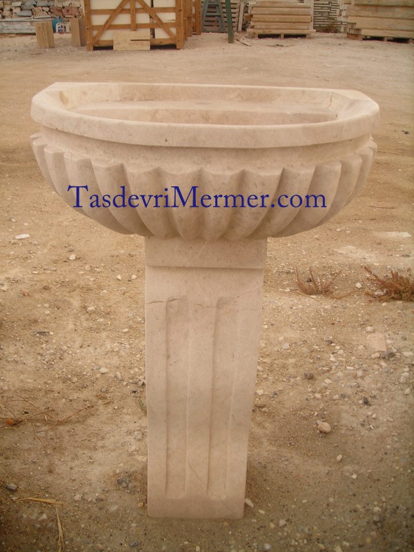 Mermer Levabo Kavun Dilimli Bej